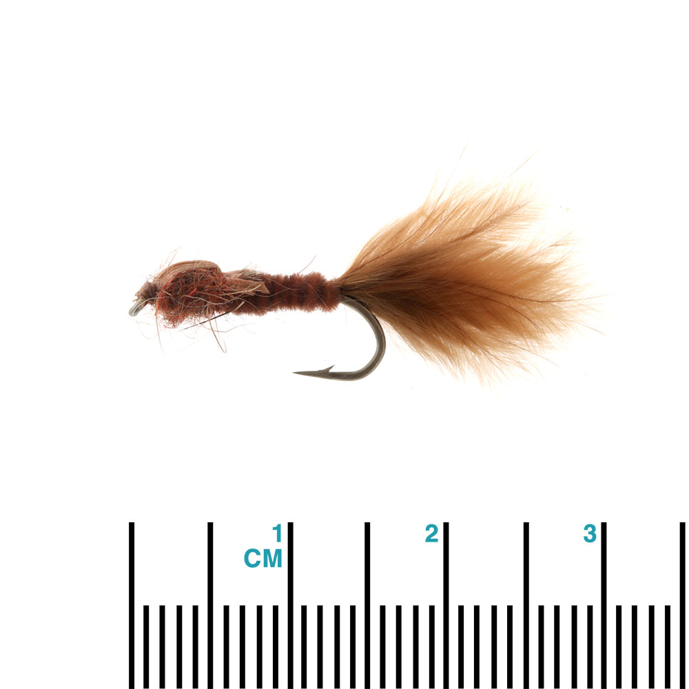 Black Magic Damsel Nymph Vinyl Rib Trout Fly Brown B12 Qty 1