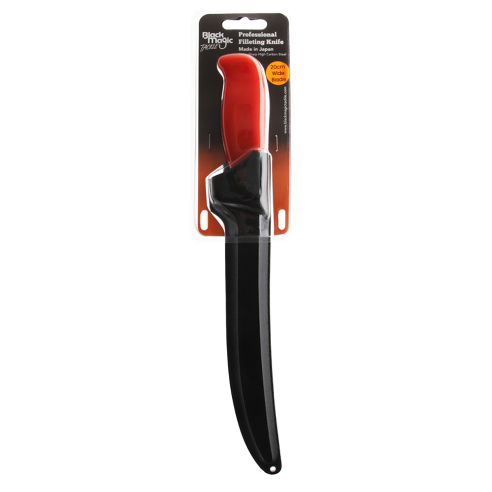 Black Magic Pro Wide Fillet Knife And Sheath 20cm - Packaged