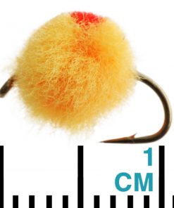 Black Magic Unweighted Mini Globug Trout Fly Fluro Orange Red A14